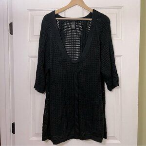 Black Mesh Short Sleeve Top | 22/24 Waffle Mesh Low Cut | Goth Alternative